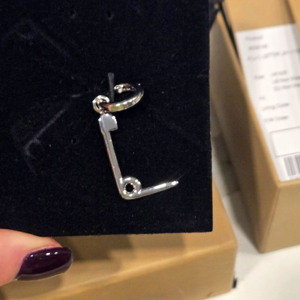 Burberry Silver Kilt Pin L Alphabet Charm Necklace Pendant